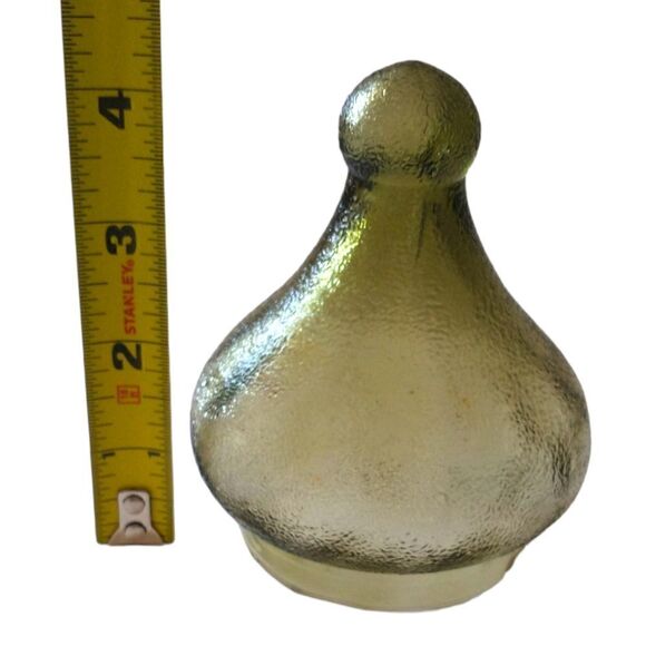 Vintage Empoli Glass Jar Top ONLY Pebbled Olive Green Candy Jar Lid Mid Century. - Picture 3 of 16